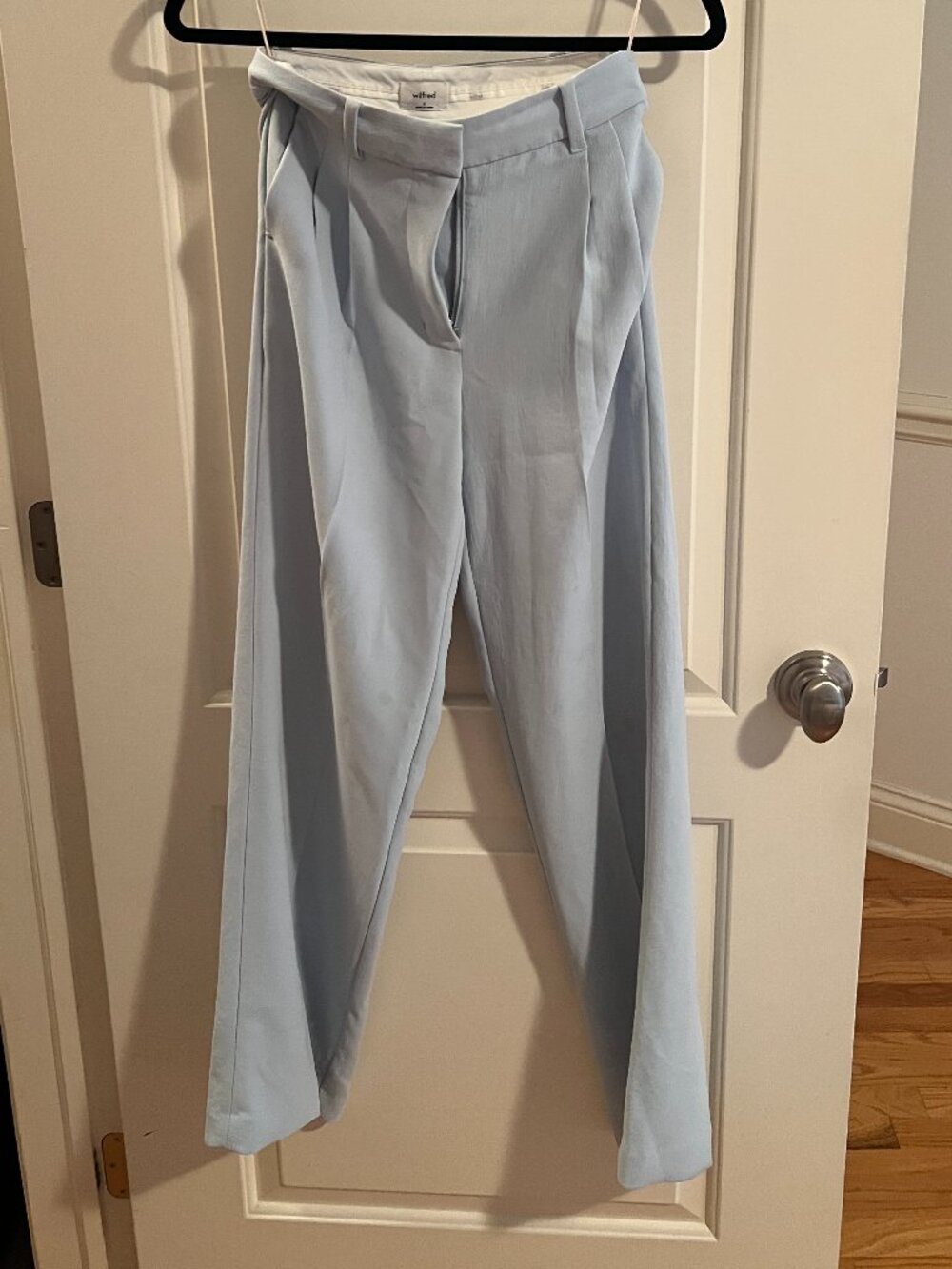 Wilfred Aritzia Baby Blue Pleated Wide Leg Trousers Size 0 Nearly New